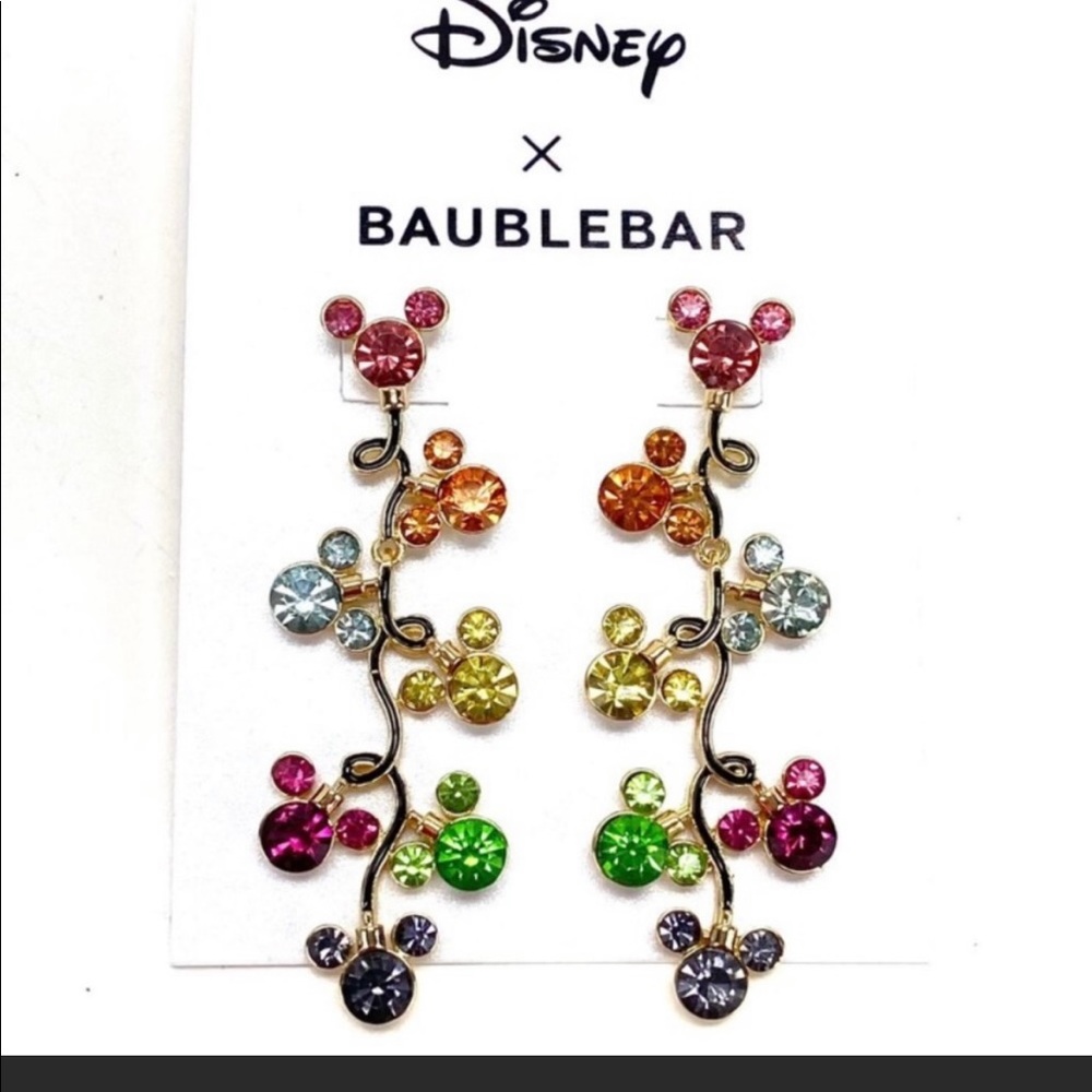 BAUBLEBAR Disney MICKEY MOUSE Dangled Colored Stone Earrings-NEW - Picture 1 of 2
